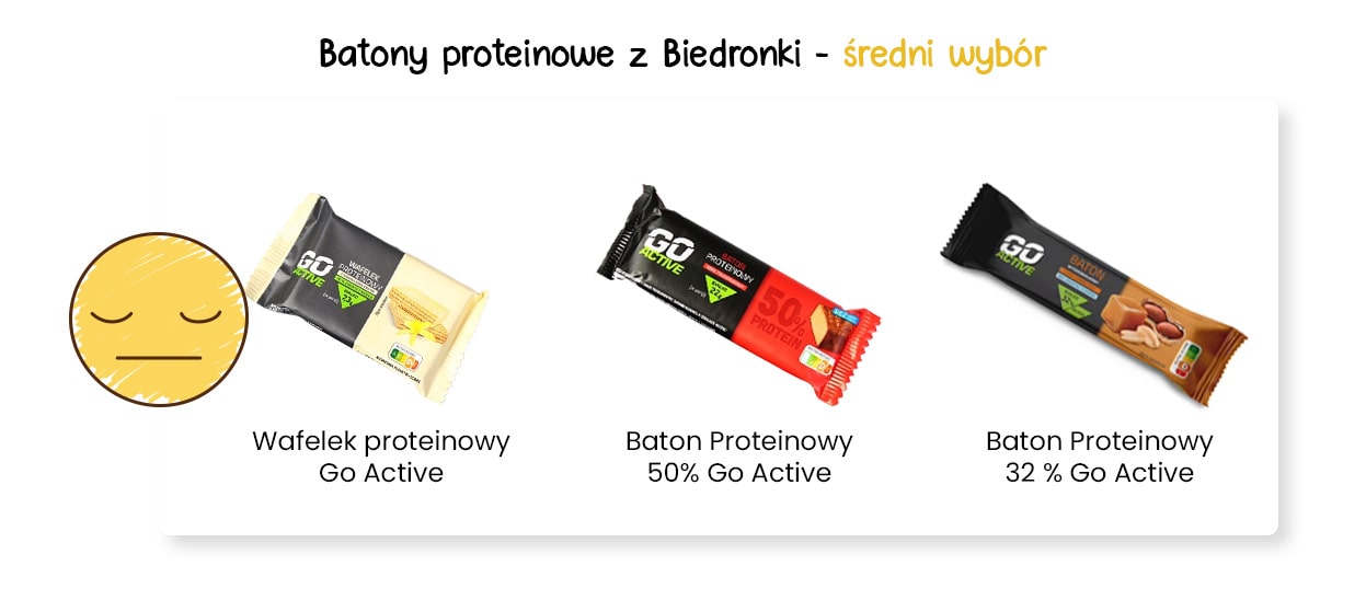 Średnie batony proteinowe w Biedronce