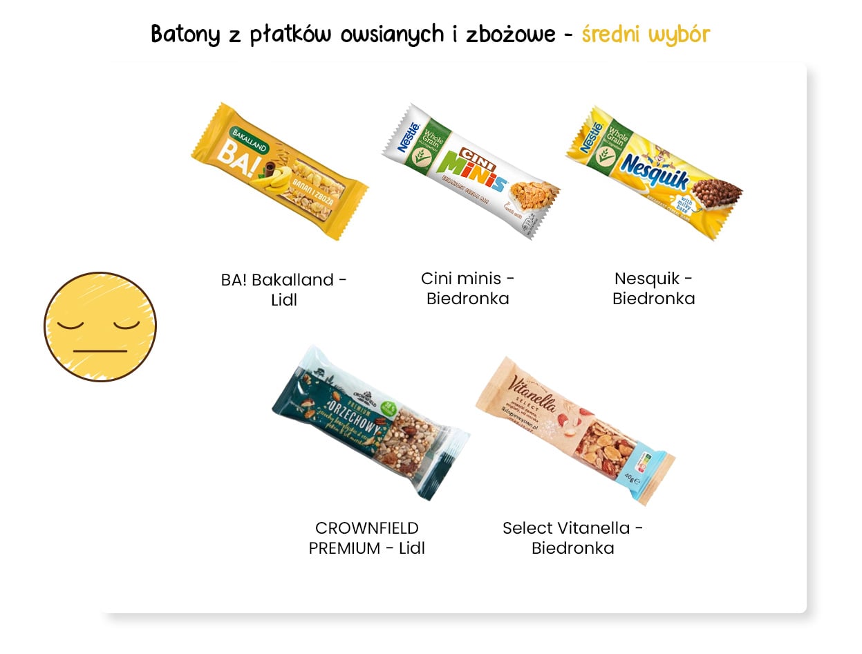 Średni wybór batonów batonów z płatków owsianych i zbożowych