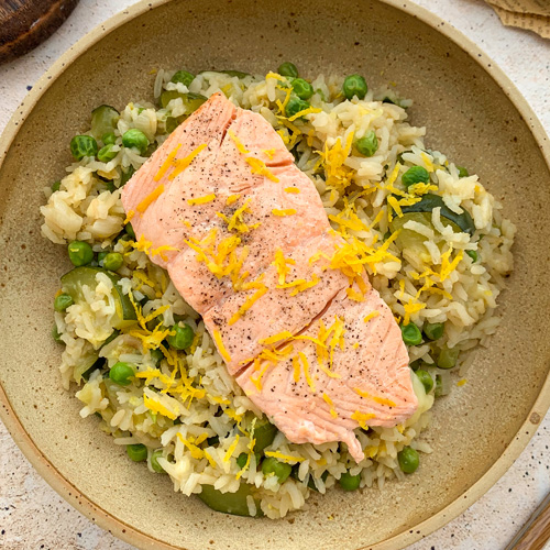 Cytrynowe risotto z łososiem