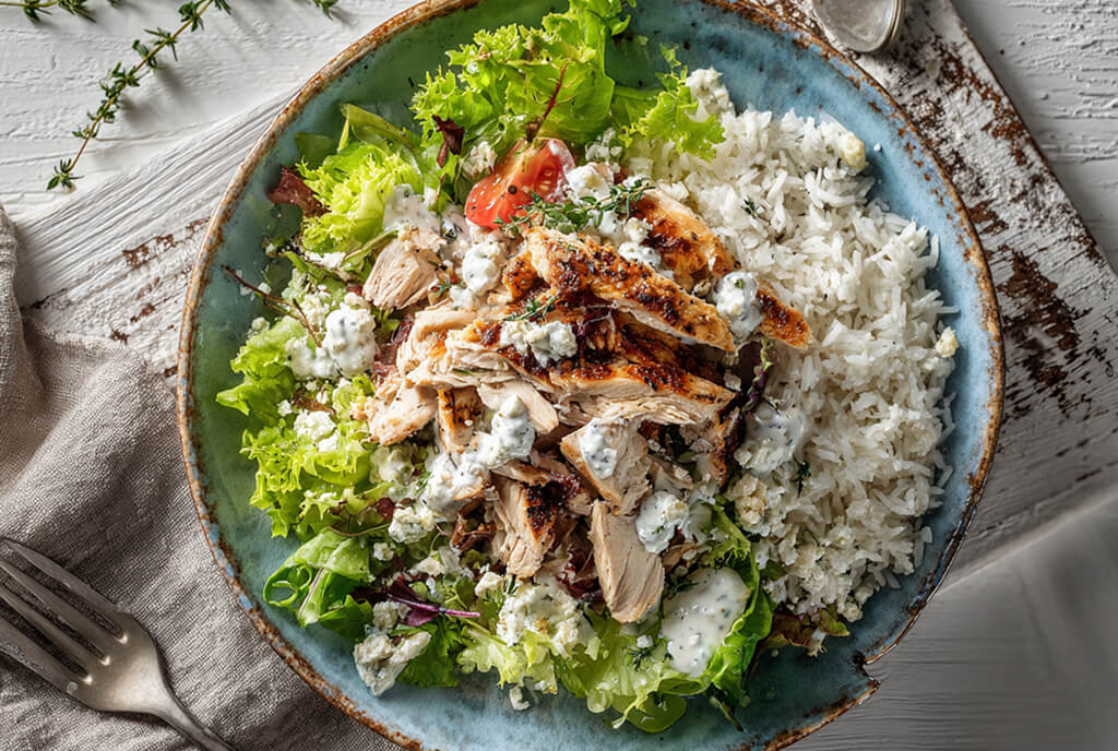 sałatka z ryżem i kurczakiem